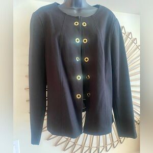 TanJay Black and Gold Blazer with gold clasp Closure size 12